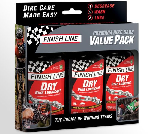 Finish Line Dry Bike Chain Lube, 4 oz Squeeze Bottle Pack of 3 - Ceramic Dry Wax Lubricant, Dirt and Dust Resistant