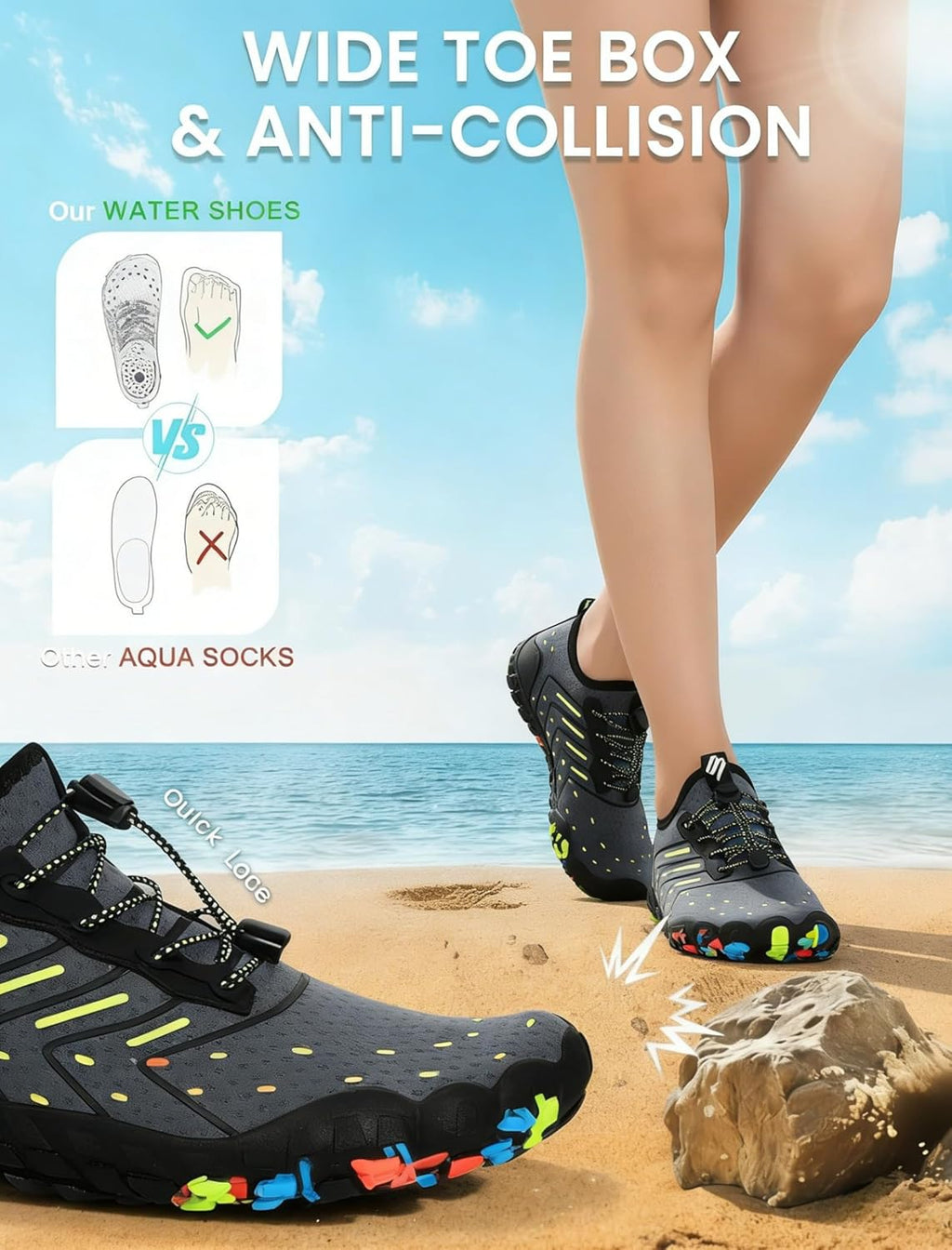Skiennix Water Shoes - Quick-Dry Barefoot Aqua Socks for Men & Women | Ideal for Swimming, Beach & Hiking