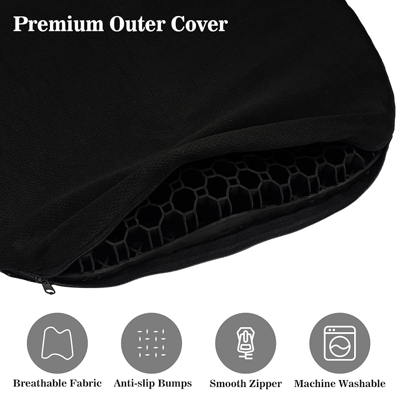 Kayak Seat Cushion Anti-Slip Gel Pad for Long Trips | Black Variation