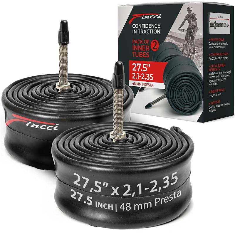 Fincci 27.5 x 2.1-2.35 Inch Presta Inner Tubes (2 Pack) 48mm Valve