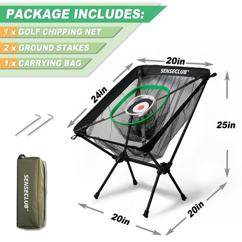 SENSECLUB Chipping Net, Indoor Chipping Net and Mat, Golf Practice Target with Tee and Balls, Outdoor Backyard Golf Game Gifts for Golfer