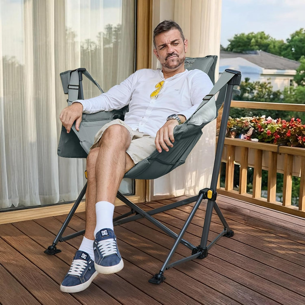 Timber Ridge Hammock Chair - Heavy Duty Folding Design with Adjustable Backrest | Supports 300lbs, Grey