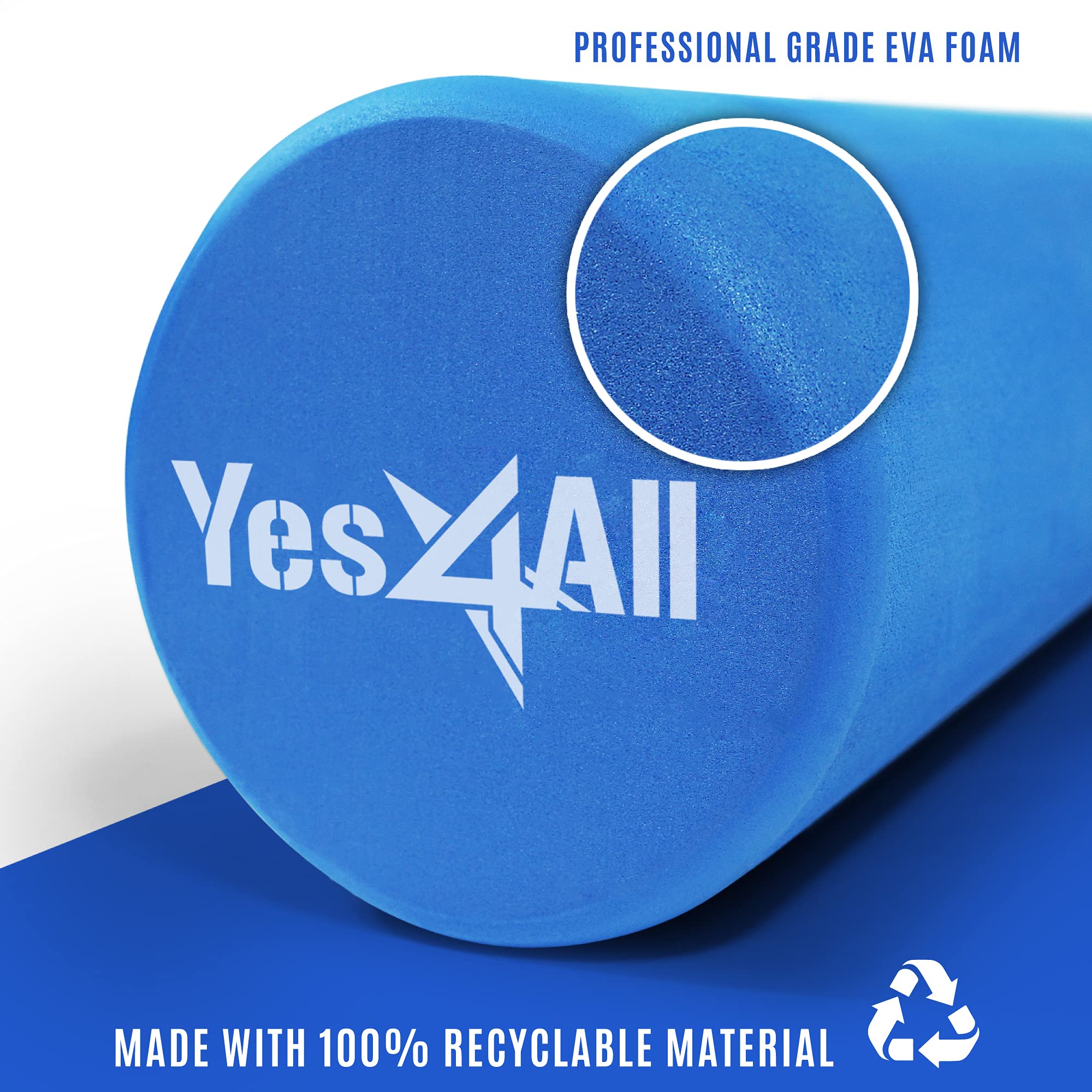 Yes4All EVA Firm Foam Roller for Back - Round Roller for Exercise, Yoga & Pilates 12/18/24/36 inch