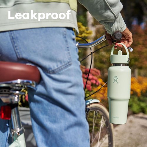 Hydro Flask Travel Water Bottle - Insulated Stainless Steel - Leakproof Wide Straw Lid | 24 Oz Trillium Pink
