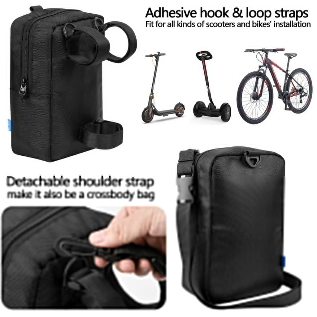 Xxerciz Scooter Storage Bag, Nylon Scooter Handlebar Bag Front Hanging Bag with Adjustable Strap and Zipper Closure for for Carrying Phone, Wallet, Charger Tools, Repair Tools