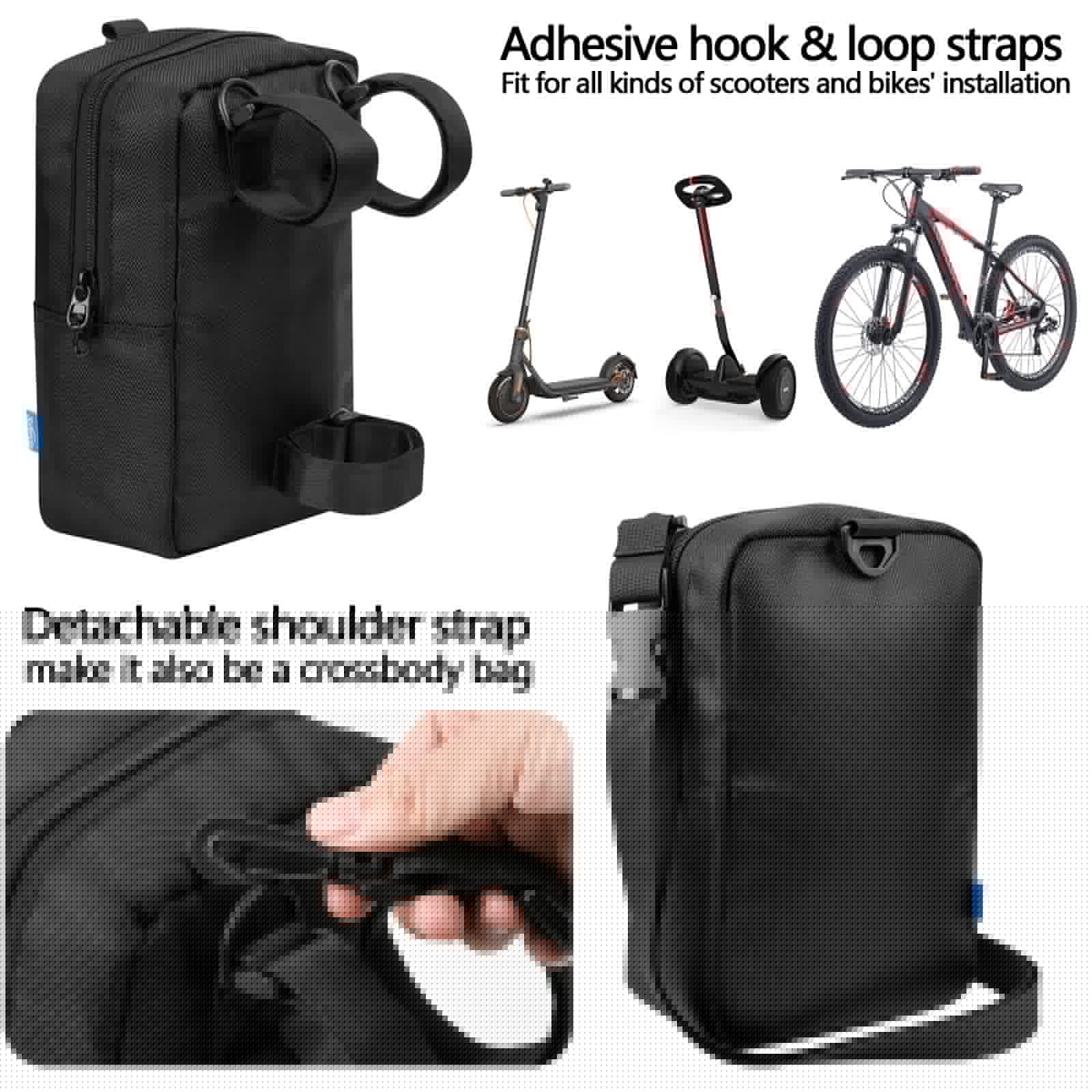 Xxerciz Scooter Storage Bag, Nylon Scooter Handlebar Bag Front Hanging Bag with Adjustable Strap and Zipper Closure for for Carrying Phone, Wallet, Charger Tools, Repair Tools