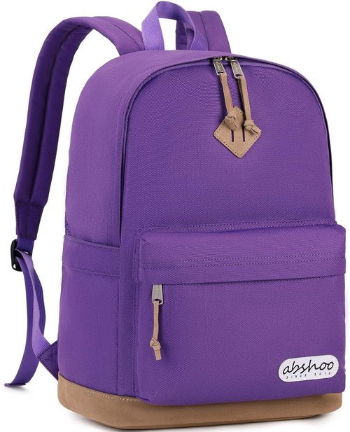 Abshoo Basic School Backpack - Water Resistant Bookbag for College & High School | Purple Daypack