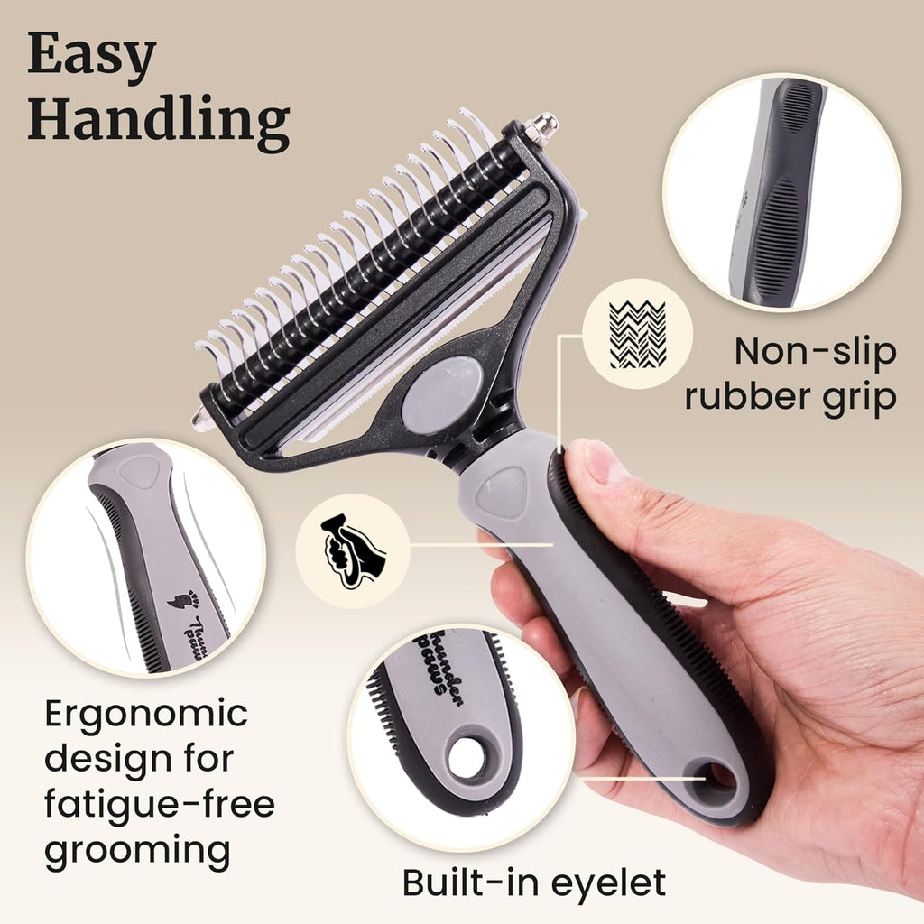Skiennix 2-in-1 Deshedding Brush & Dematting Rake - Reduces Shedding by 95% for Medium to Large Dogs