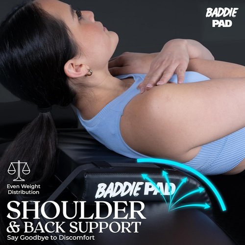 Baddie Pad Hip Thrust Bench Pad - Foam Support for Back, Shoulder & Neck | Ideal for Weight Lifting