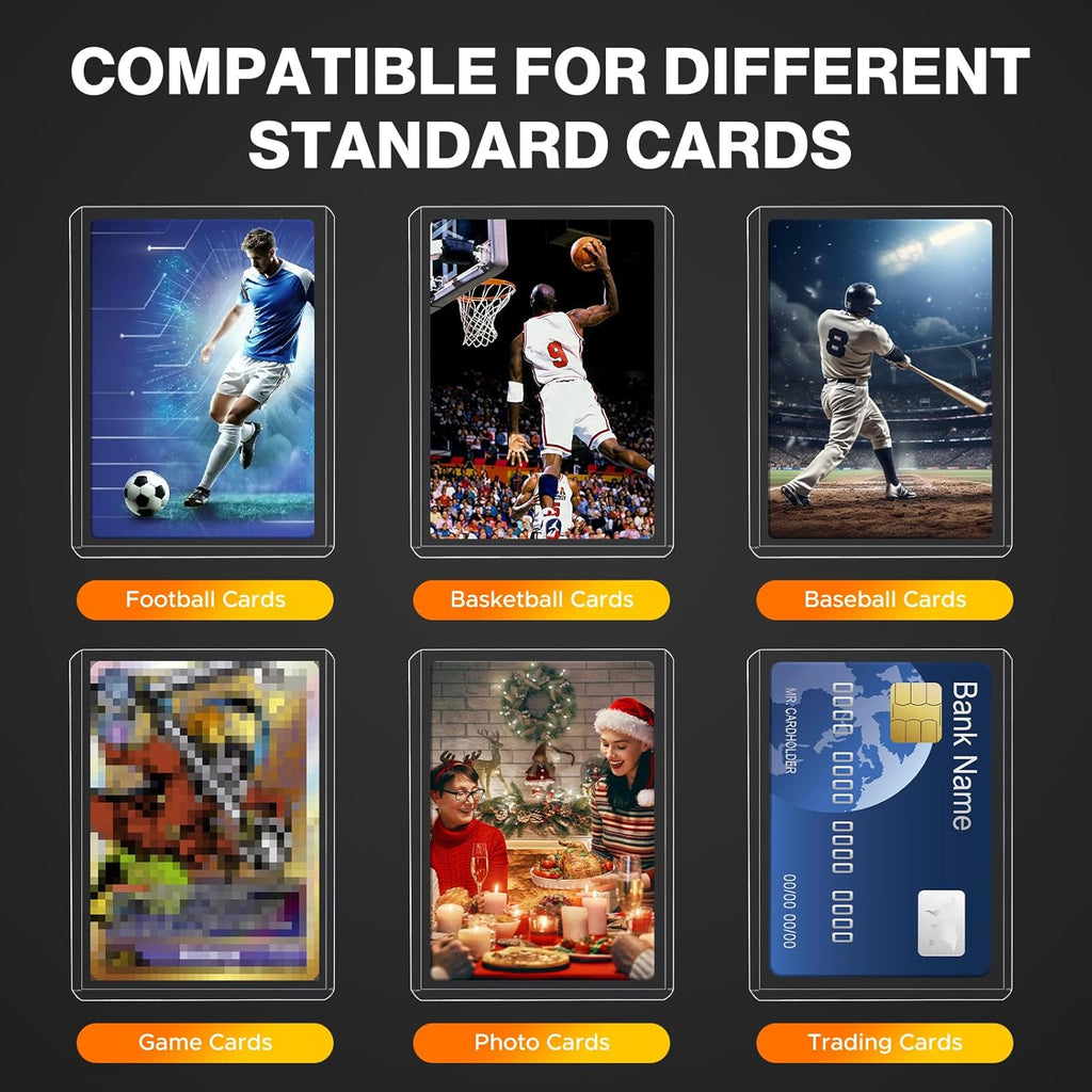 Skiennix 200 Card Sleeves - Top Loaders & Soft Sleeves Bundle | 3" x 4" Hard Plastic Protectors for Sports Trading Cards