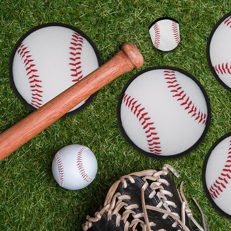 Baseball Foldable Flying Discs 30-Pack with Pocket Case – 8in Nylon Training Discs, Mototo Variation: Baseball