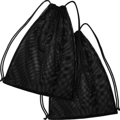 Frienda Mesh Drawstring Backpack - Versatile Beach & Gym Bag for Travel & Workout Gear | Black