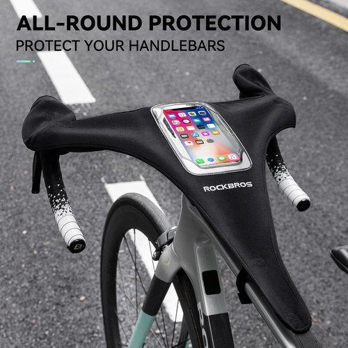 ROCKBROS Bike Sweat Guard Road Bike Sweat Net Bicycle Trainer Roller Sweat Absorb Guard Strap Net Cover Bike Frame Sweat Guard with Phone Pouch TPU Touch Screen