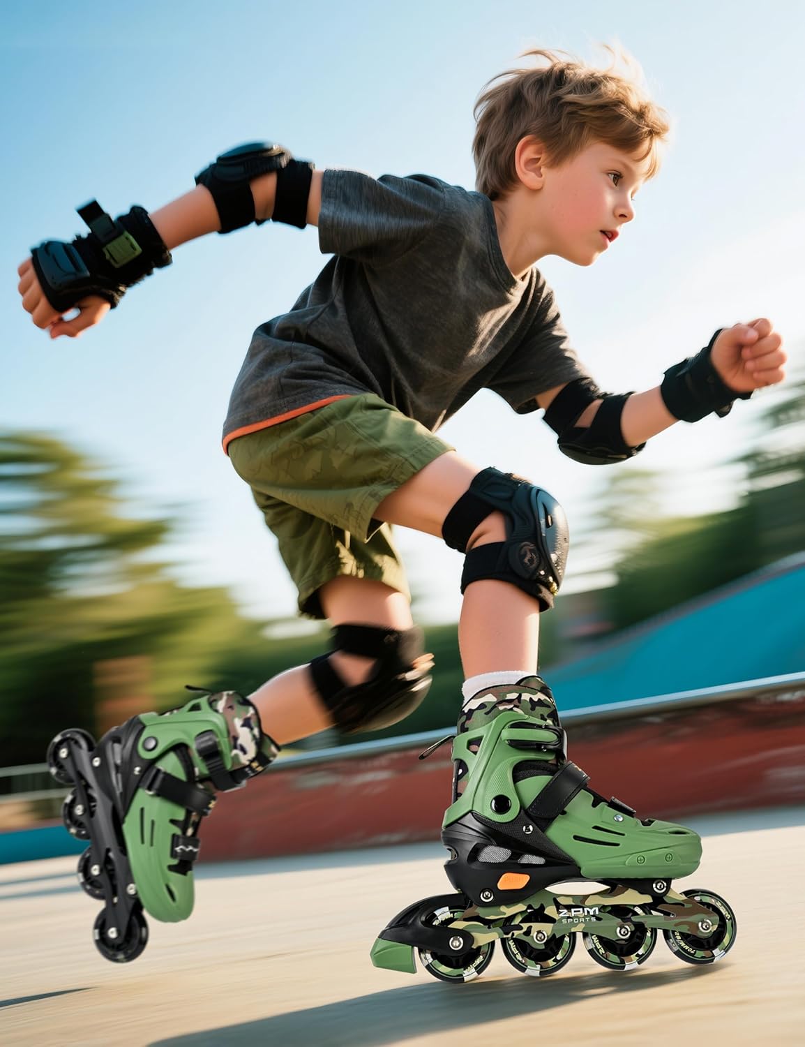 2PM SPORTS Inline Skates - Adjustable Light-Up Roller Skates for Kids Ages 5-12 | Indoor/Outdoor Use