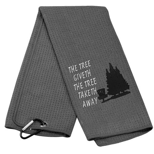 BLUPARK Disc Golf Gifts The Tree Giveth The Tree Taketh Away Embroidered Disc Golfer Towel (The Tree Giveth)