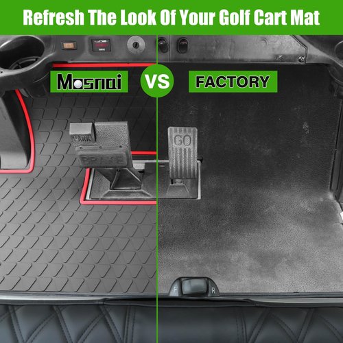 Club Car Precedent Golf Cart Full Coverage Floor Liner Mat, fits Club Car Precedent (2004-2023), Onward & Tempo (2017-2023), Villager & V4L (2019-2023), Durable Anti-Slip Rubber, Black with Red Trim