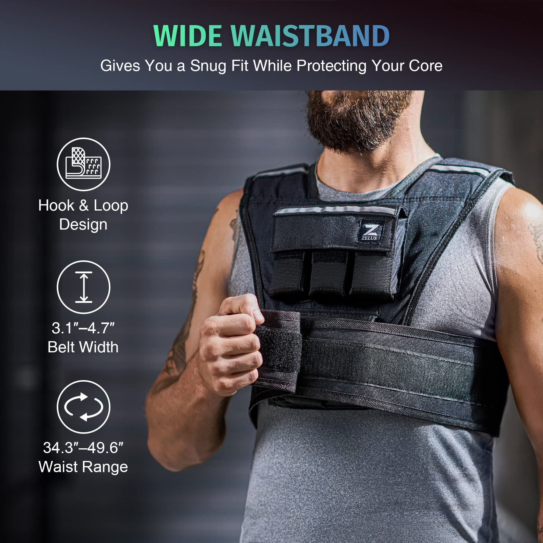 ZELUS 23lb Weighted Vest with Adjustable Weights for Exercise, Weight Vest for Men, Workout Vest for Home Workouts Cardio Strength Training Weight Loss (23lb-Iron Bar)