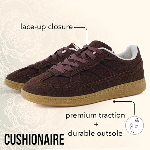 CUSHIONAIRE Bettina Retro Sneakers - Cushioned Insole & Durable Gum Sole for Comfort