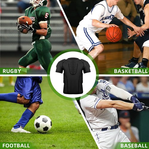 Kids Boys Padded Compression Shirt Chest Protector for Baseball Paintball Football Rid Protector Heart Guard Protective Shirt