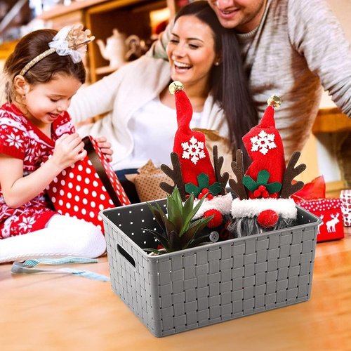 Bekith 9-Pack Woven Plastic Storage Baskets - Versatile Organizing Bins for Toys, Office & More | 10" L x 7" W x 4.4" H, Grey