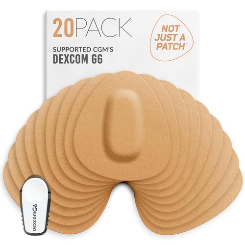 Not Just A Patch Dexcom G6 Adhesive Patches (20 Pack) - Dexcom G6 Stickers Adhesive Patches for Skin - Water Resistant Dexcom Overpatch G6 for Active Lifestyle 10-14 Days - Beige