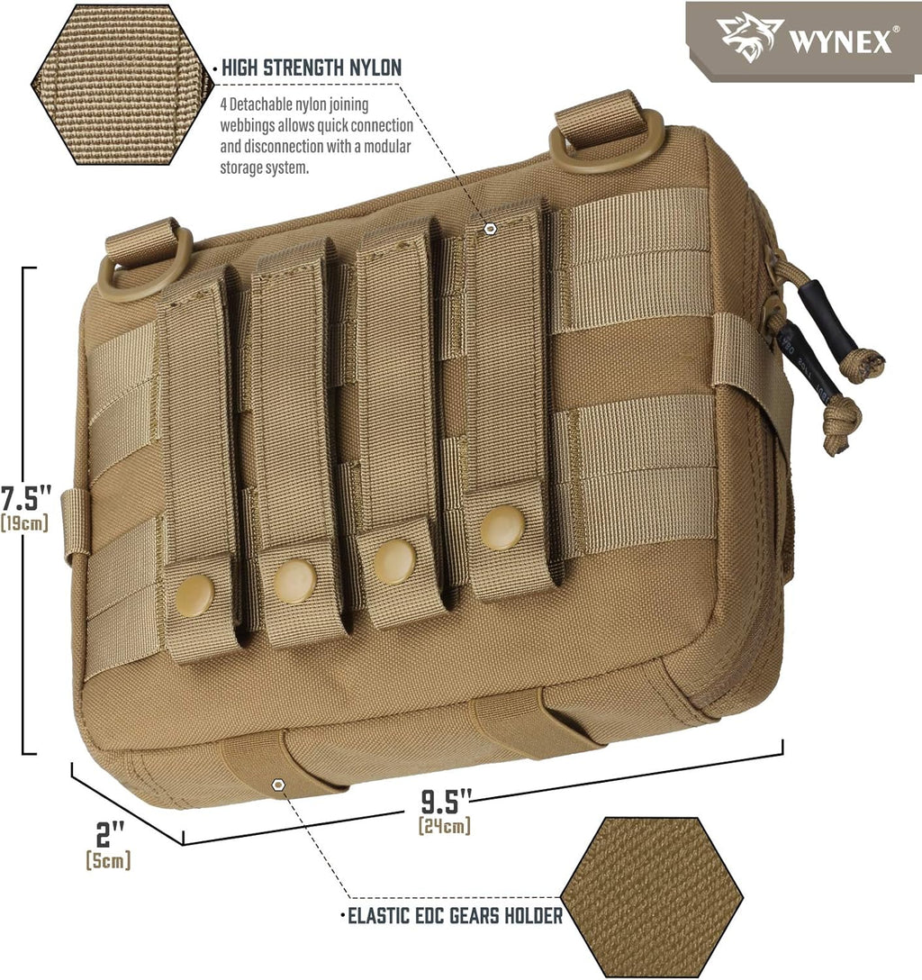 WYNEX Tactical Admin Pouch - Tri-Fold Design | MOLLE Tool & First Aid Organizer | Includes USA Flag Patch