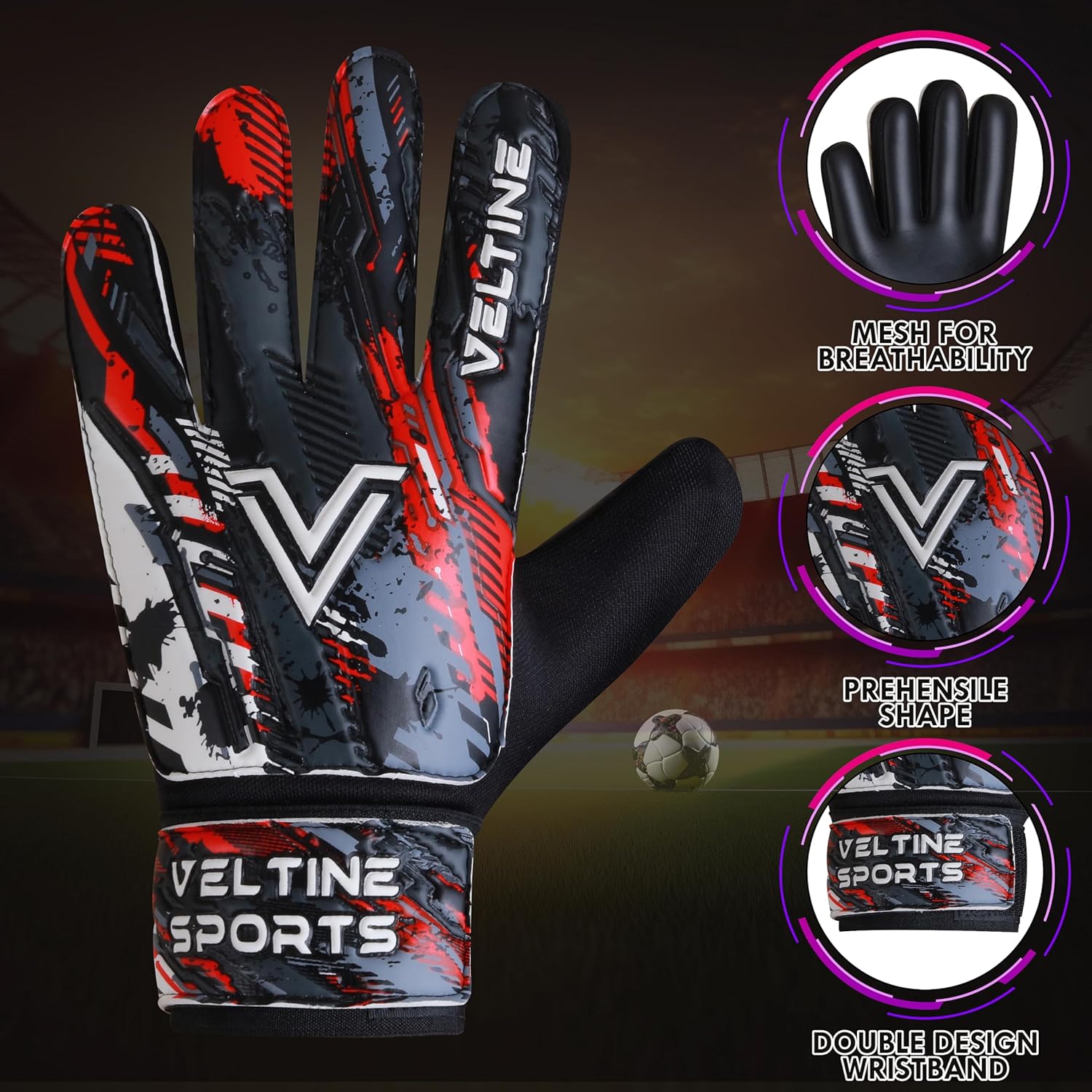 Regine Switzerland Soccer Goalie Gloves - Youth & Adult Football Goalkeeper Gloves with Double Wrist Protection & 4mm Anti-Slip Latex Palm