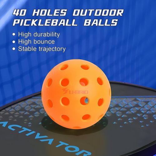 U-BRIO Pickleball Balls, 40 Holes Outdoor Pickleball Balls Orange 12 Pack High Bounce Stable Trajectory Stylish Durable Crack-Resistant Pickleballs.