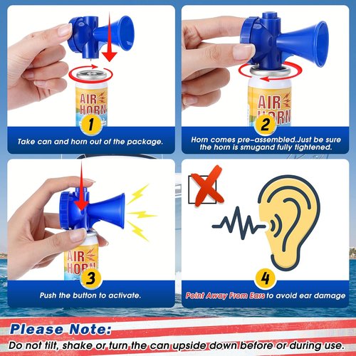 Air Horn | 122dB Loud Safety Horn - 1.4oz Can for Boating, Camping & Events | US Coast Guard Approved