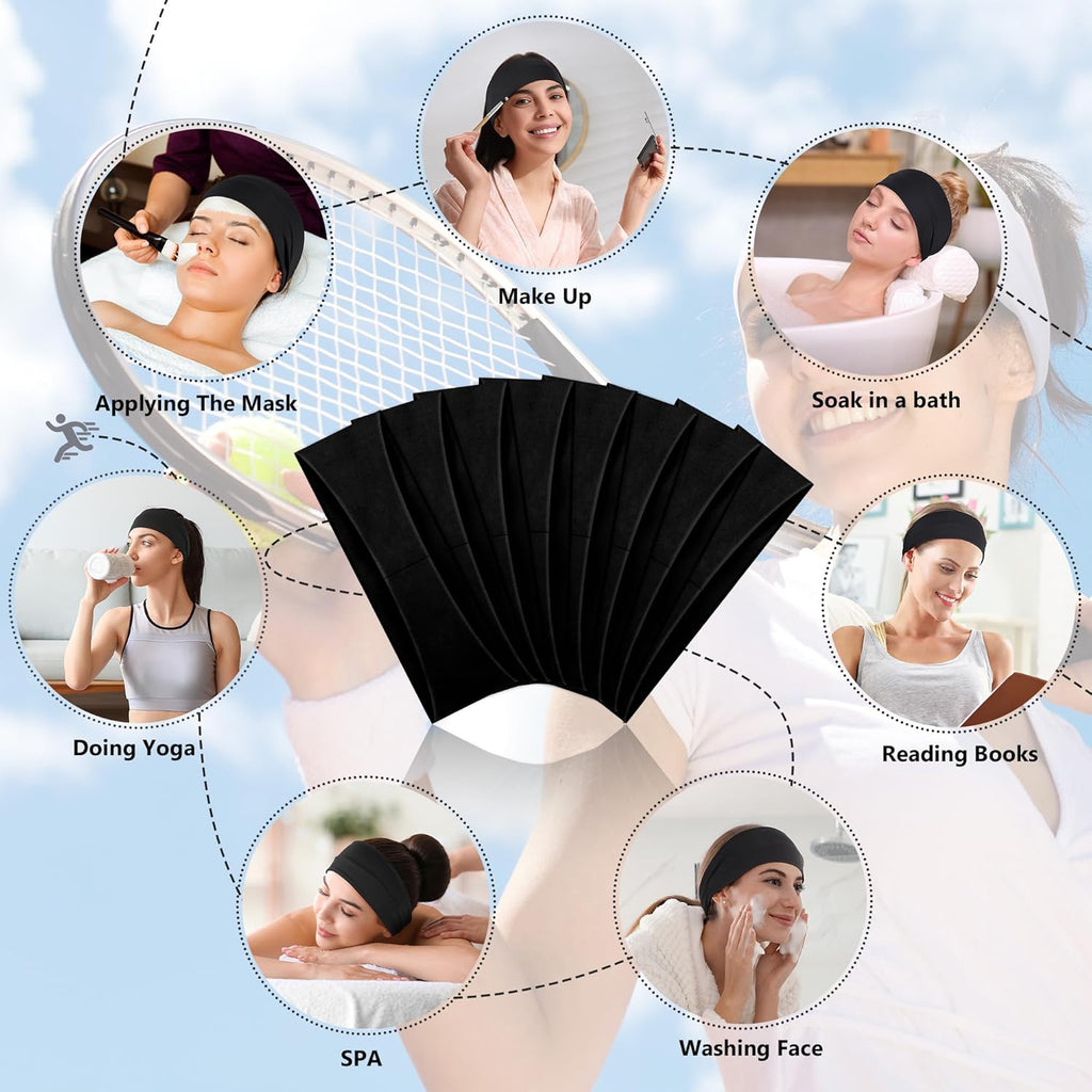 Skiennix Headbands for Women - 8 Pack Wide Elastic Non-Slip Sweatbands for Workouts & Daily Use