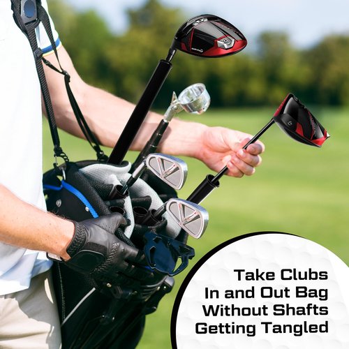 Golf Bag Tubes Set of 14 (1.25'') + 1 (1.5'') for Fat Putter Grip, Club Protection Sleeves, Dividers & Organizer, Travel Accessory for Golf Bag Separation and Organization with Putter Clip