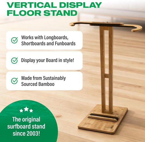 COR Surf Bamboo Surfboard Stand - Premium Display Rack for Your Surfboard | Eco-Friendly Design