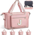 Skiennix Initial Duffle Bag - Trendy Travel & Gym Bag with Shoe Compartment | Pink J