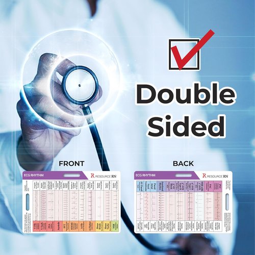 EKG Rhythm Interpretation Guide - Compact & Portable Reference Card for Quick Analysis | Dual Layout