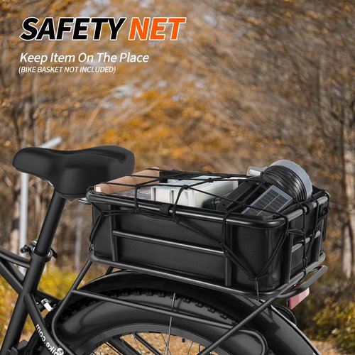 Dirza Bike Basket Liner with Waterproof Bike Basket Cover and Bike Cargo Net, Heavy Duty Thickened Rear Bicycle Basket Liner Accessory Fits Rear Bike Black
