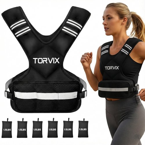 Torvix - Weighted Vest Adjustable 6-15 lbs for Men Women - Running Walking Training Vest with Reflective Strips & Pocket - Weight Vest for Workout Exercise Fitness Gym