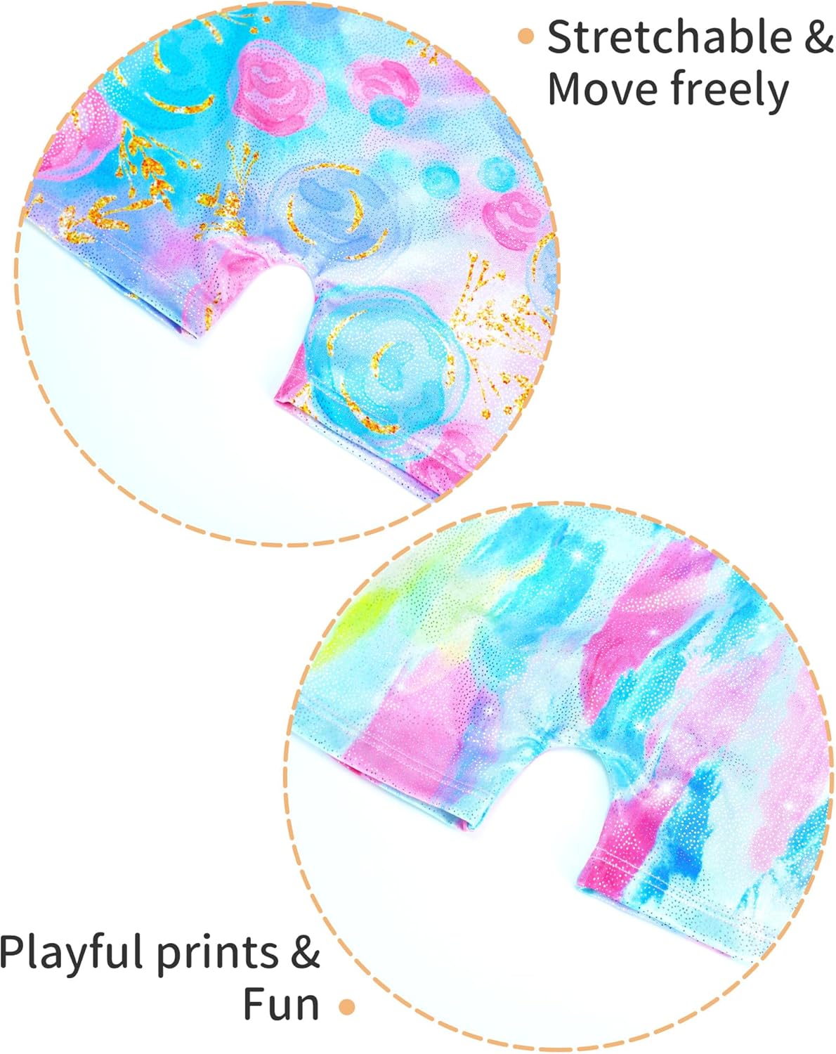 Skiennix Girls' Sparkly Gymnastics Leotard - 2 Pack Sleeveless Tumbling Unitards with Shorts