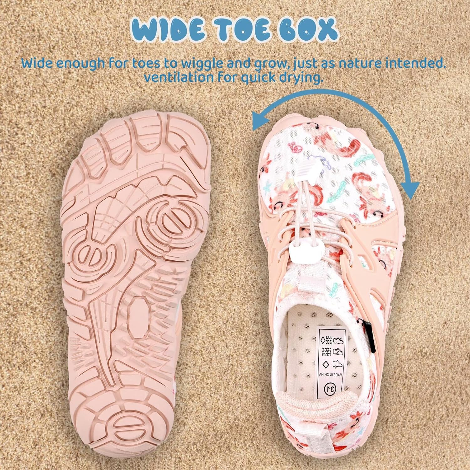 WateLves Water Shoes - Fast-Dry Aqua Sneakers for Kids | Comfortable Barefoot Design with Heel Grips