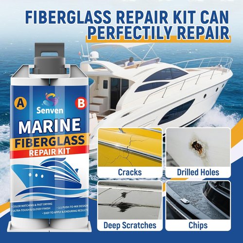 Fiberglass Boat Repair Kit - 2 Pack White Resin Gel Coat for Marine Repairs | Fix Holes, Chips, Cracks