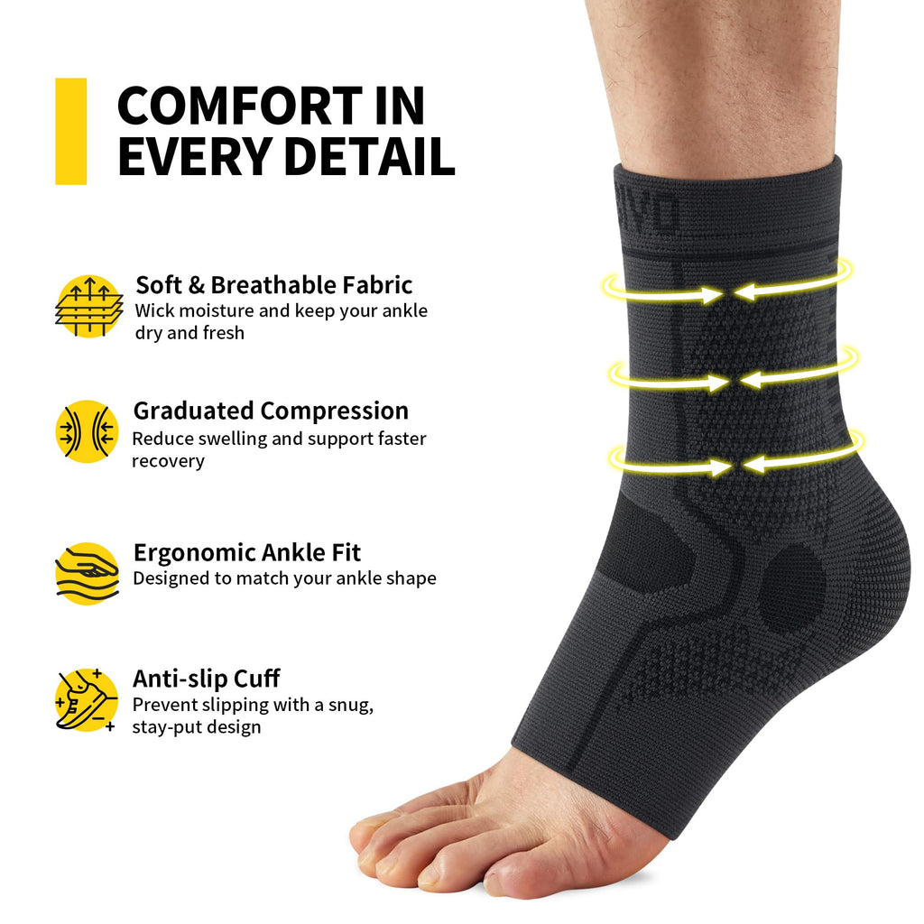 CAMBIVO 1 Pair Ankle Compression Sleeve for Men & Women – Soft, Breathable Support for Plantar Fasciitis, Achilles Tendonitis, Swelling & Sports Recovery – Easy to Wear, All-Day Comfort Fit