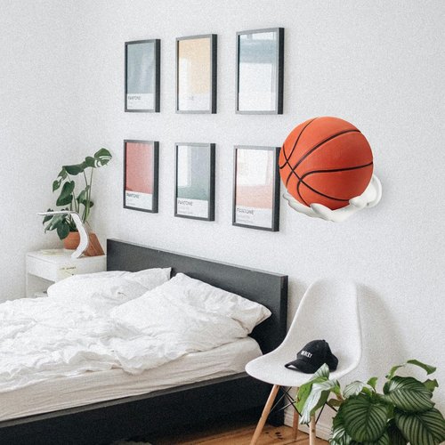 Basketball Holder Wall Mount 2 Piece Set, Men's Room Decoration Game Room Basketball Wall Decor Men's Sport Gifts, Ball Stand Wall Mount, Garage Ball Storage Organizer