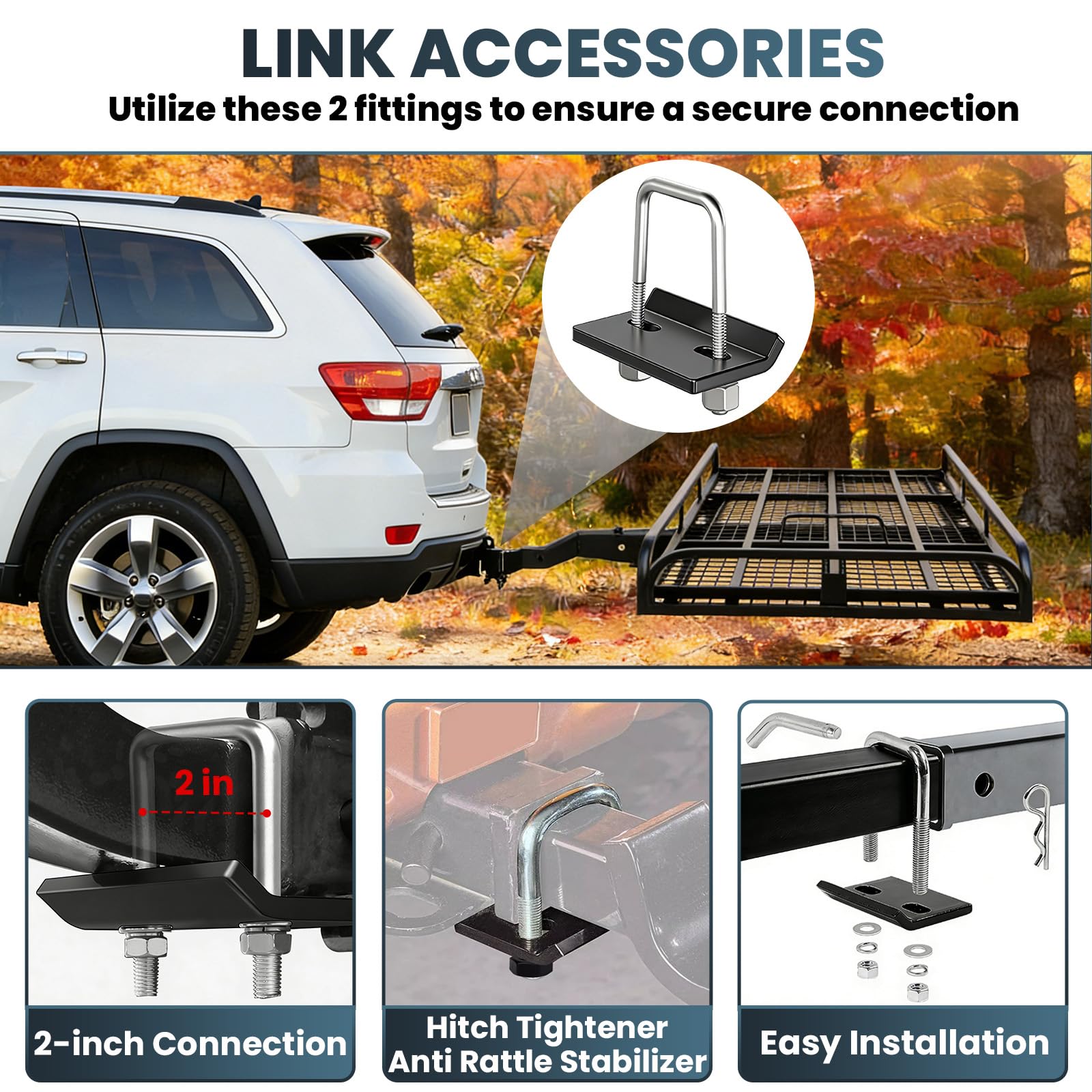 55"x34" Trailer Hitch Cargo Carrier, 1000LBS Hitch Cargo Carrier with Ramp, Folding Aluminum Alloy Mobility Scooter Carrier, Wheelchair Carrier for Car with 2" Receiver & Reflective Strips for Truck