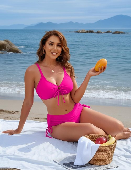 Blooming Jelly Women's 2-Piece Swimsuit - Cute Slimming Ruched Bikini for Curvy Figures | 2025 Collection