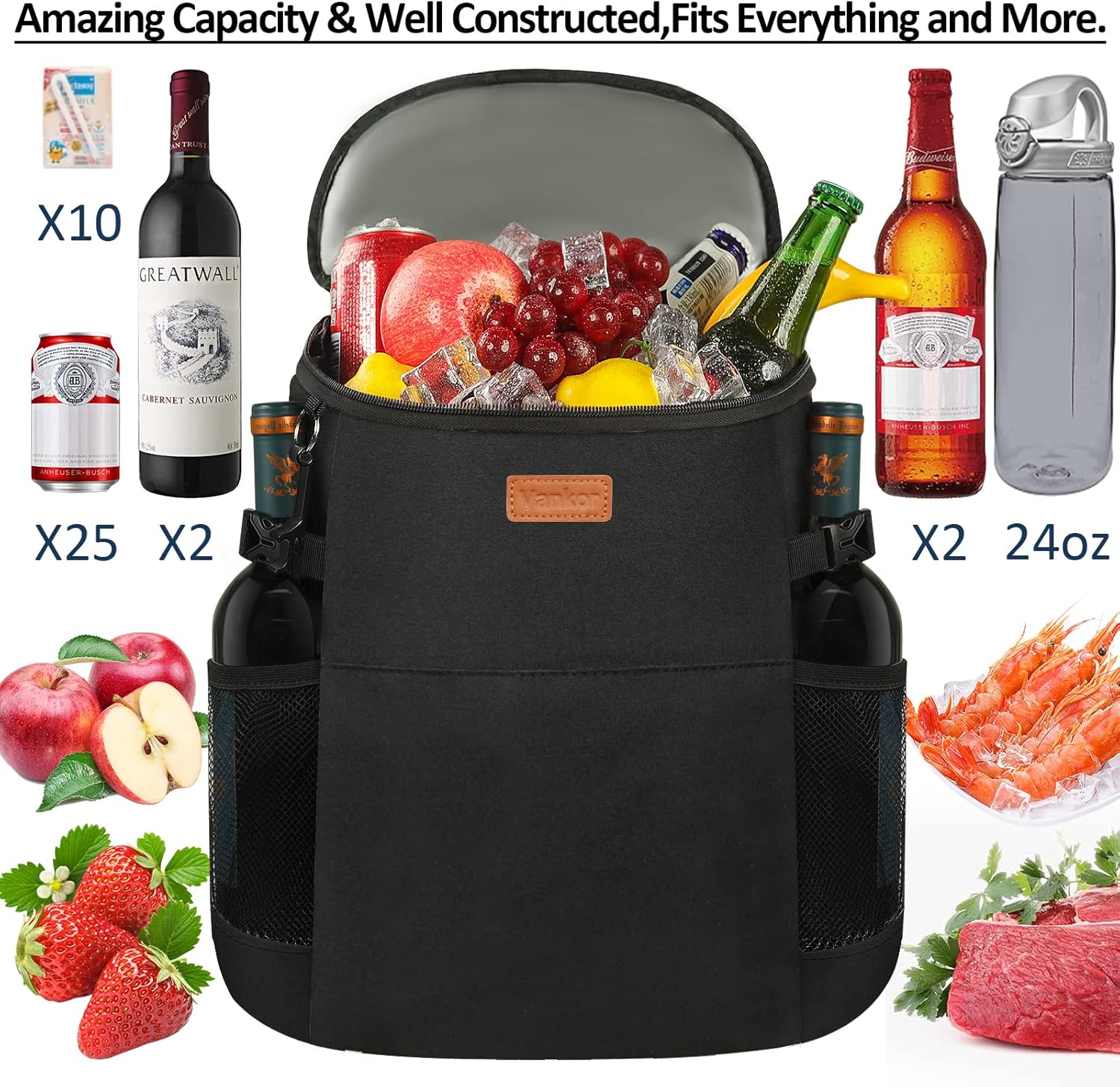 Skiennix Camping Cooler Backpack - Insulated & Leak-Proof for 30-45 Cans | Waterproof Thermal Bag for Travel, Picnics & Beach