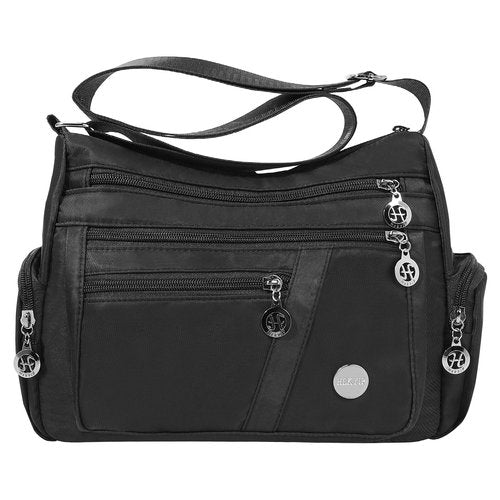 Hekyip Women's Crossbody Bag, Women's Crossbody Bag, Waterproof Crossbody Bag Backpack with Multiple Zipper Pockets (Black)