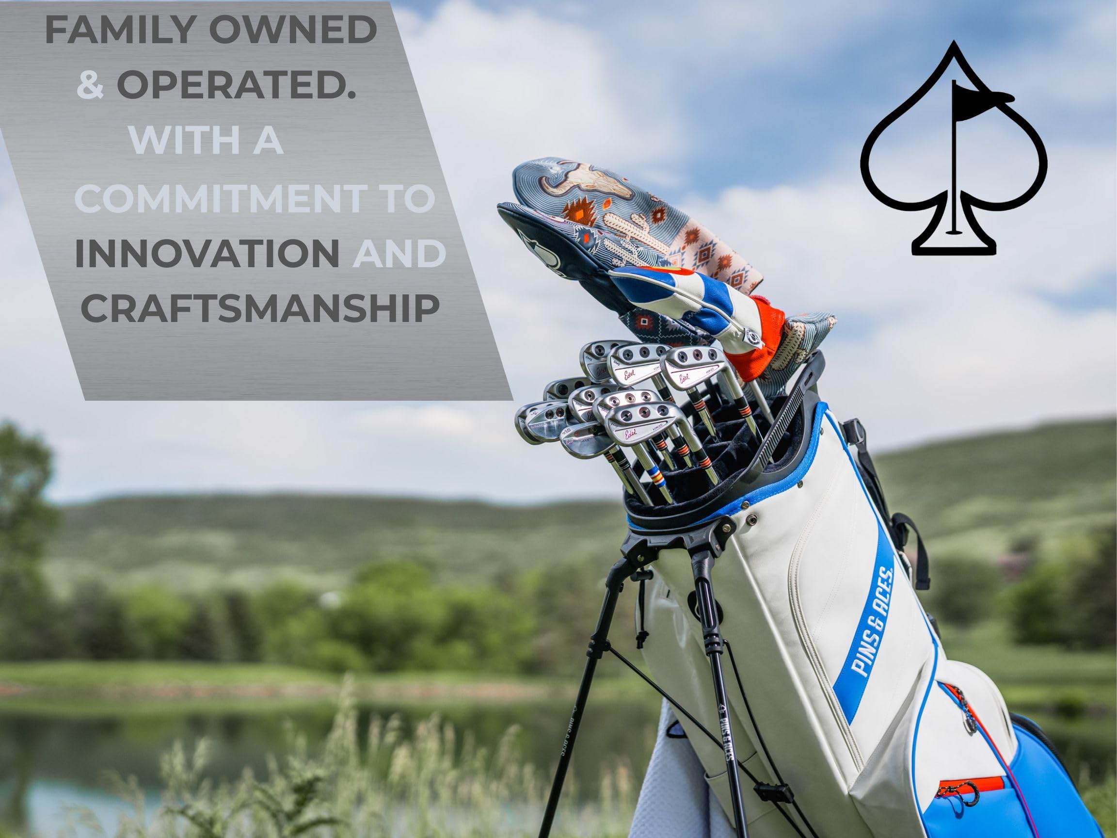 Pins & Aces Golf Co. Don’t Tread On Me Premium Fairway Headcover - Quality Leather, Hand-Made Golf Wood Head Cover - Style Customize Your Bag - Tour Inspired, American, Patriotic Classic Design