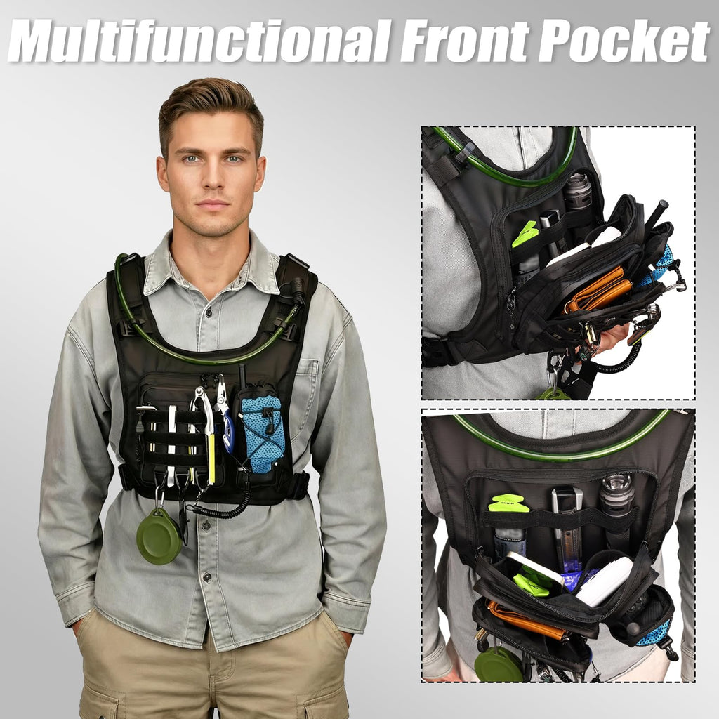 ONETOALL Running Vest with 2L Leakproof Water Bladder, Chest Pack for Hunting with Insulated Compartment for Men & Women Running, Cycling, Camping, Hiking, Skiing