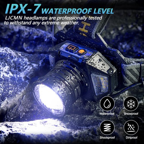 LED Headlamp Rechargeable，99000 Super Bright Head Lamp with 12 Modes & 90H Long Battery Life & IPX7 Waterproof,90° Adjustable Headlight for Outdoor Camping, Cycling, Hiking