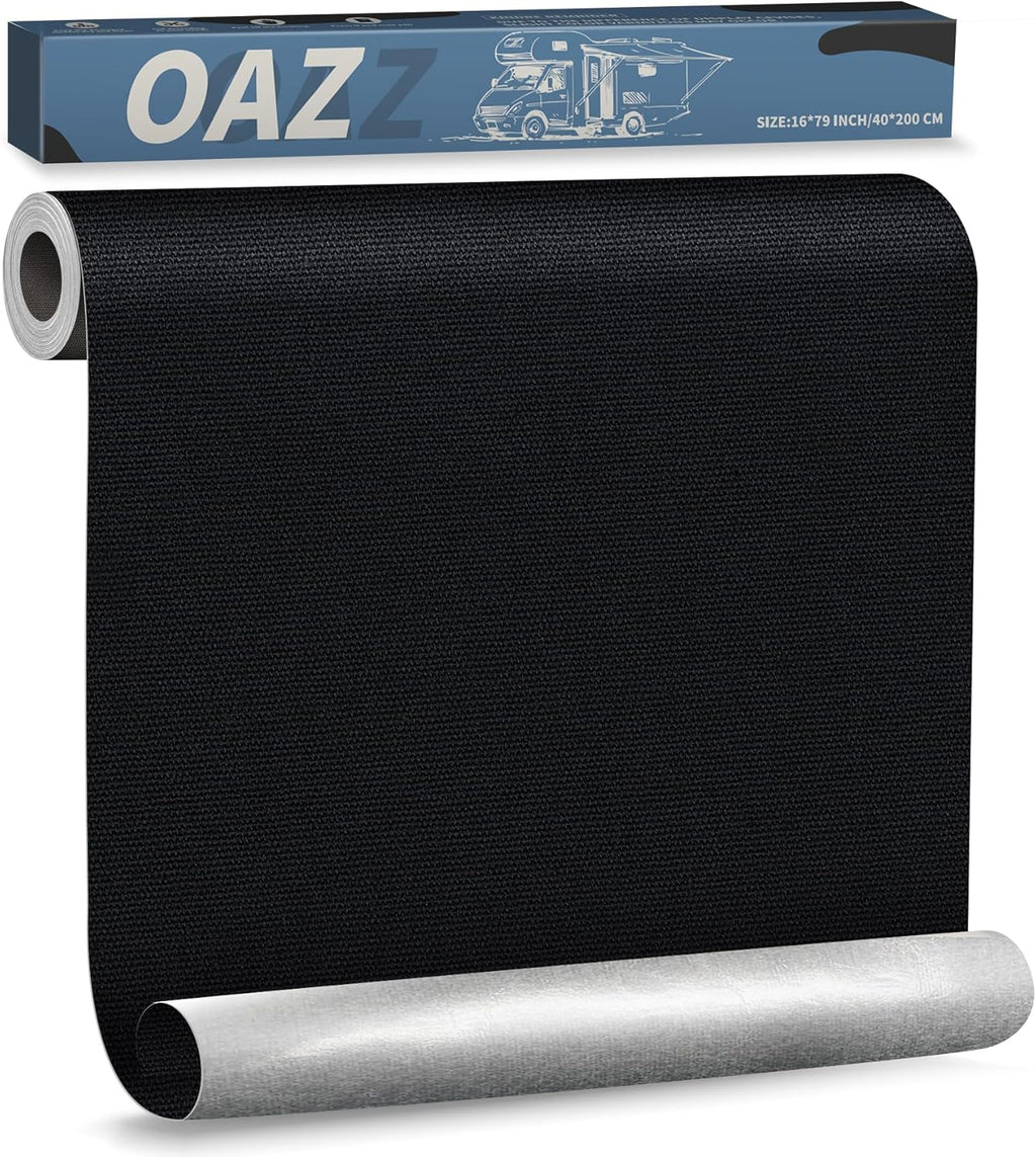 OAZ Canvas Repair Patches - Waterproof Self-Adhesive Fabric Patch Kit | 16 x 79 Inch Black for Outdoor Gear