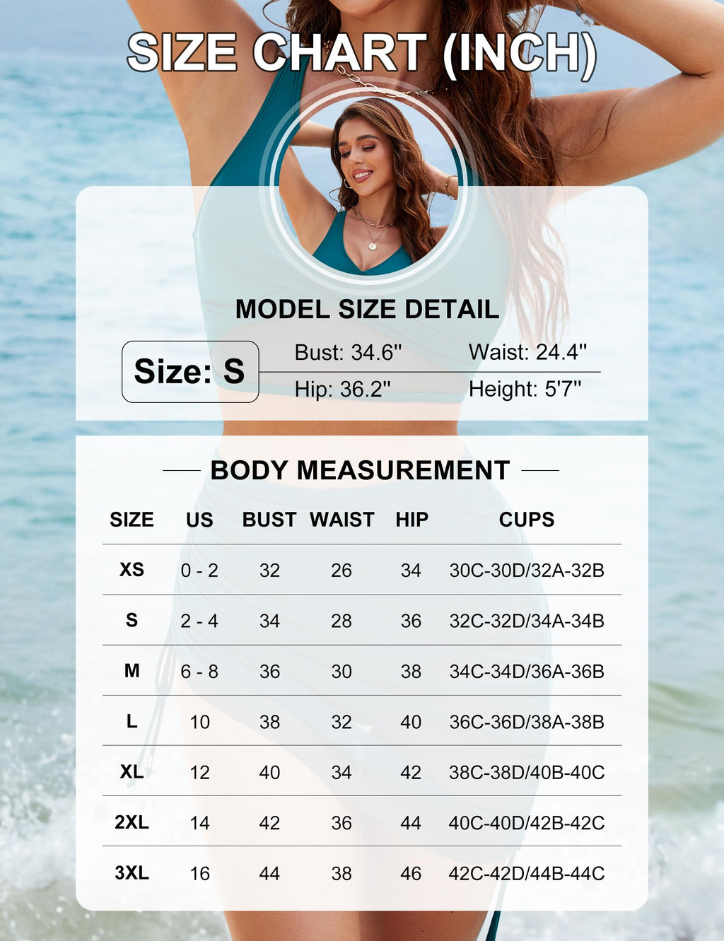 Blooming Jelly Womens High Waisted Bikini Sets Tummy Control Swimsuits Mesh Summer Swimming Suit (Large, Blue Green)
